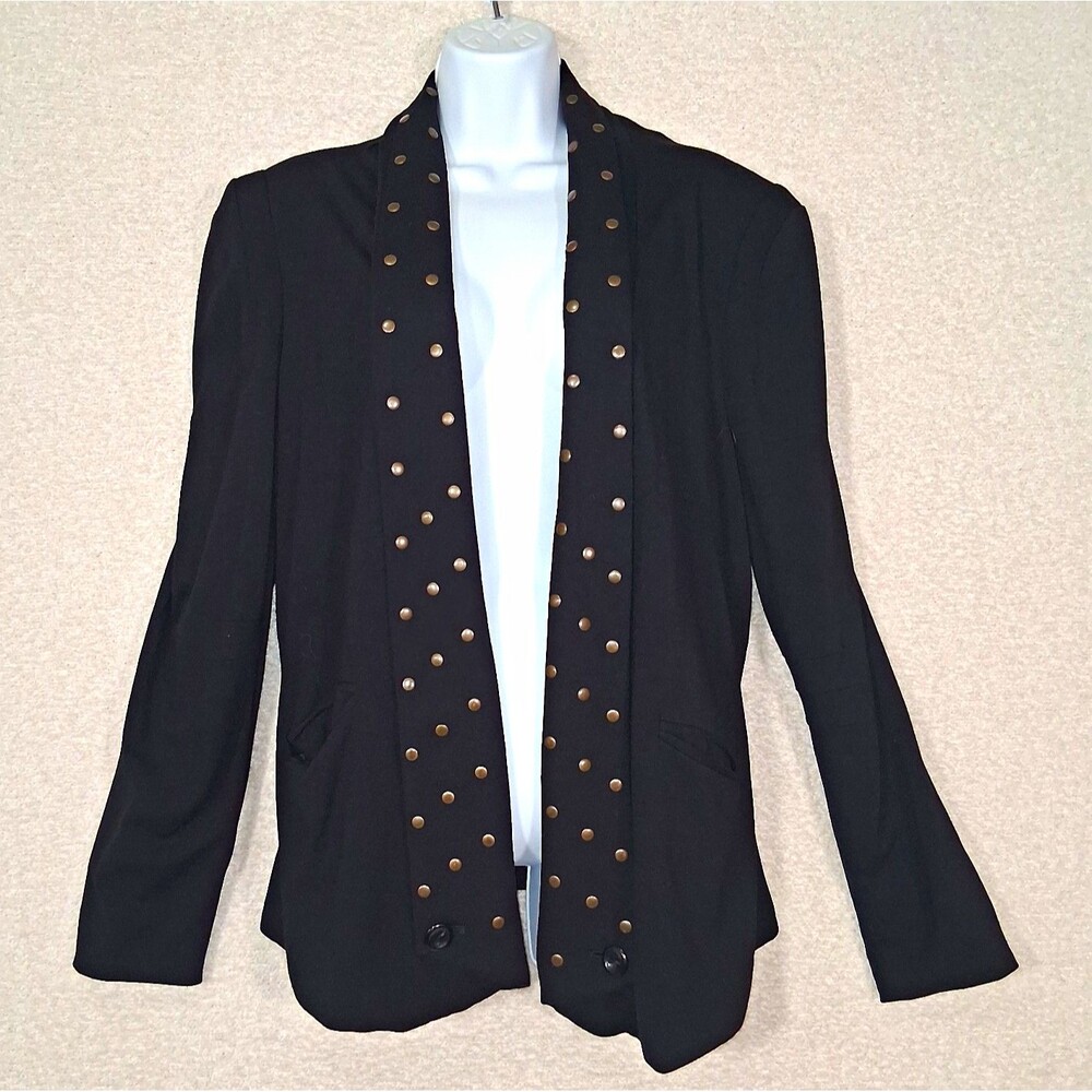 Studded Black Open Blazer Womens Sz XL Retro Glam 80s Rock Band Edgy Statement